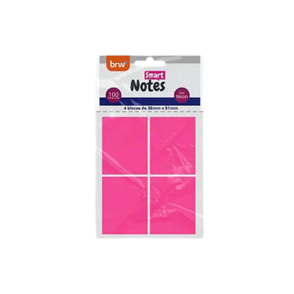 Blocos de Notas Adesivas - BRW - Smart Notes Neon 4 Bl 38mm x 51mm