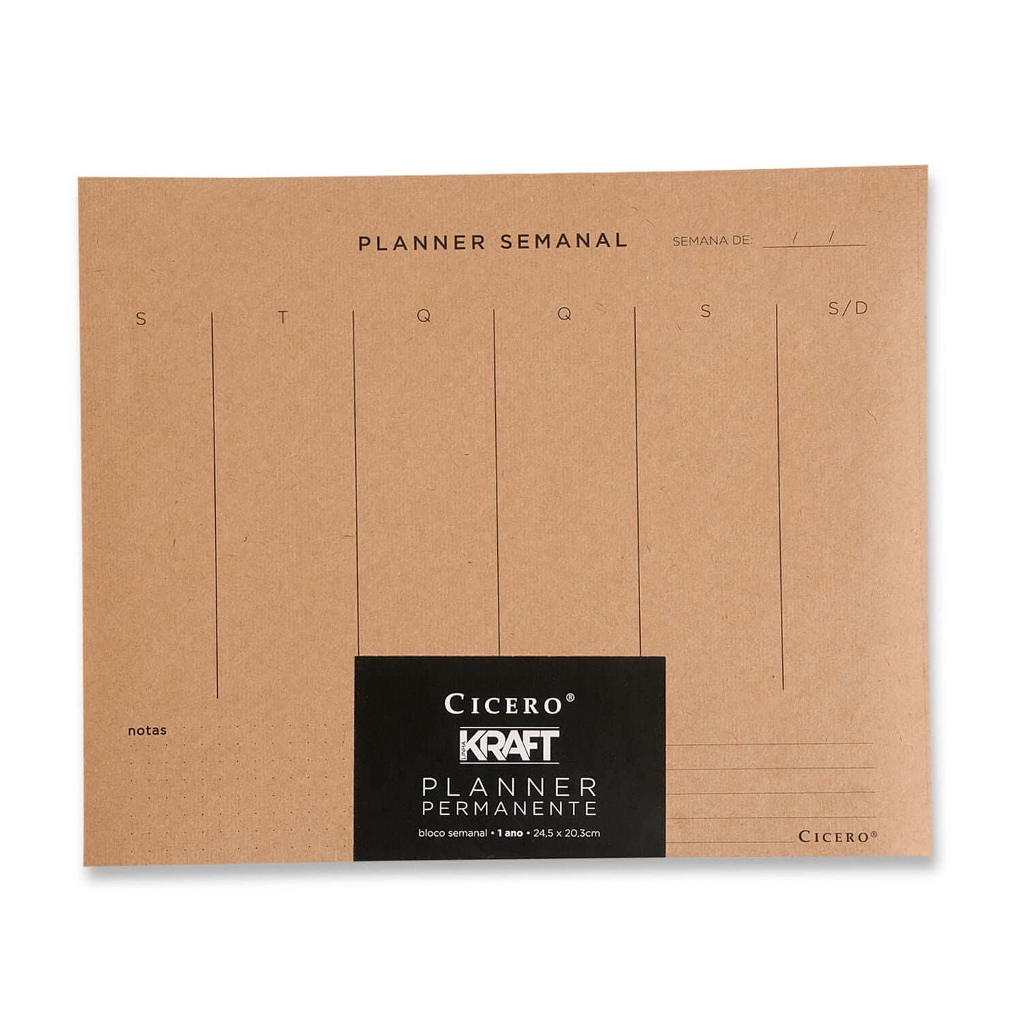Planner Permanente - Cícero - Bloco Semanal - Kraft - 24,5 x 20,3 cm