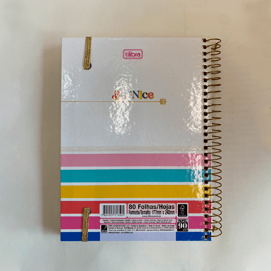 PEQUENO DEFEITO - Planner Espiral 2024 - Tilibra - Be Nice 17,7x24cm 80 Folhas 90g/m²