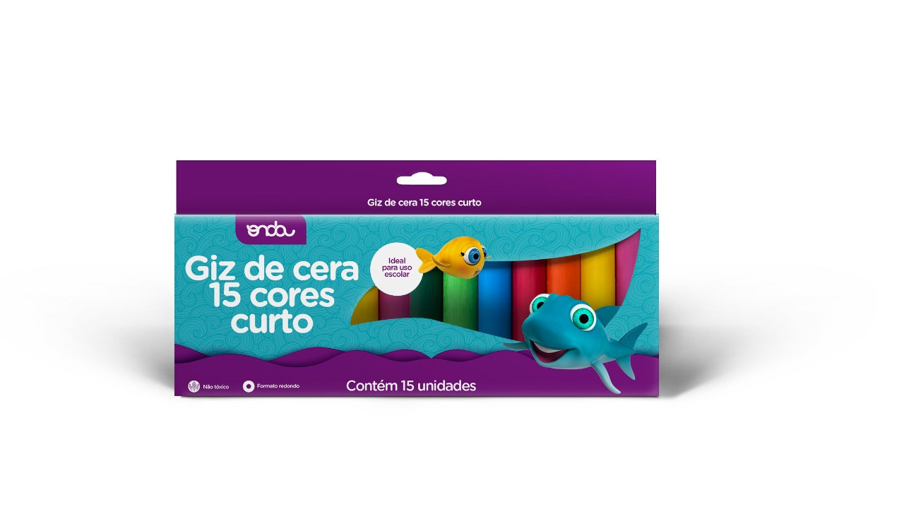 Giz de Cera - Onda - 15 Cores Curto