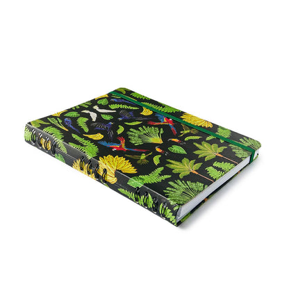 Caderno Organizador - Cícero - Duo Pássaros Pautado & Pontado 17x24 Floresta Tropical Preto