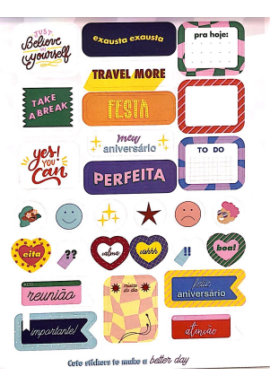 Bloco de Adesivos - Tilibra - 390+ Adesivos Planner Grafon