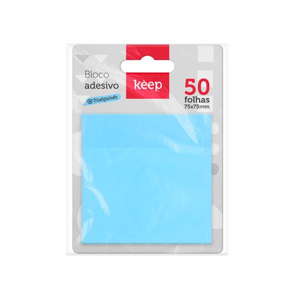 Bloco Adesivo - Keep - Azul Pastel Transparente 75x75mm 50FL