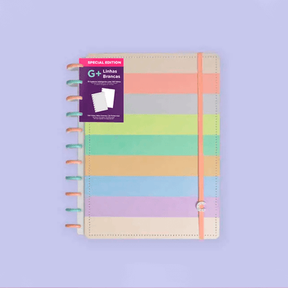 Caderno G+ - Caderno Inteligente - Arco-ìris Pastel Linhas Brancas Special Edition 140Fls 90g/m²