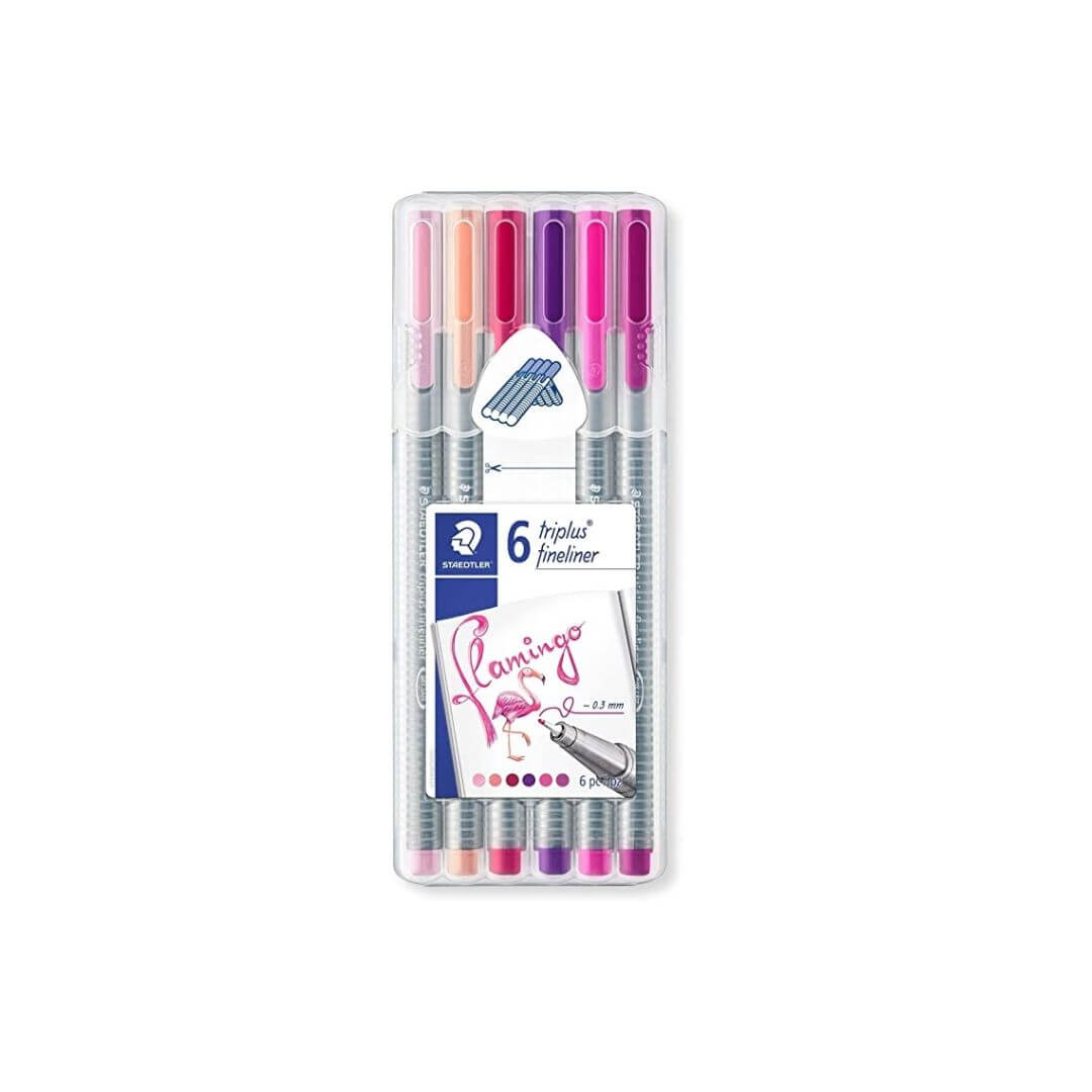 Caneta Fineliner - Staedtler - 0,3mm - 6 Cores Triplus Flamingo