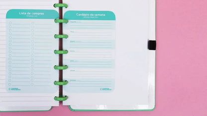 Cardápio da Semana - Caderno Inteligente - Meals & Grocery List 85mm x135mm 40 Folhas 120g/m