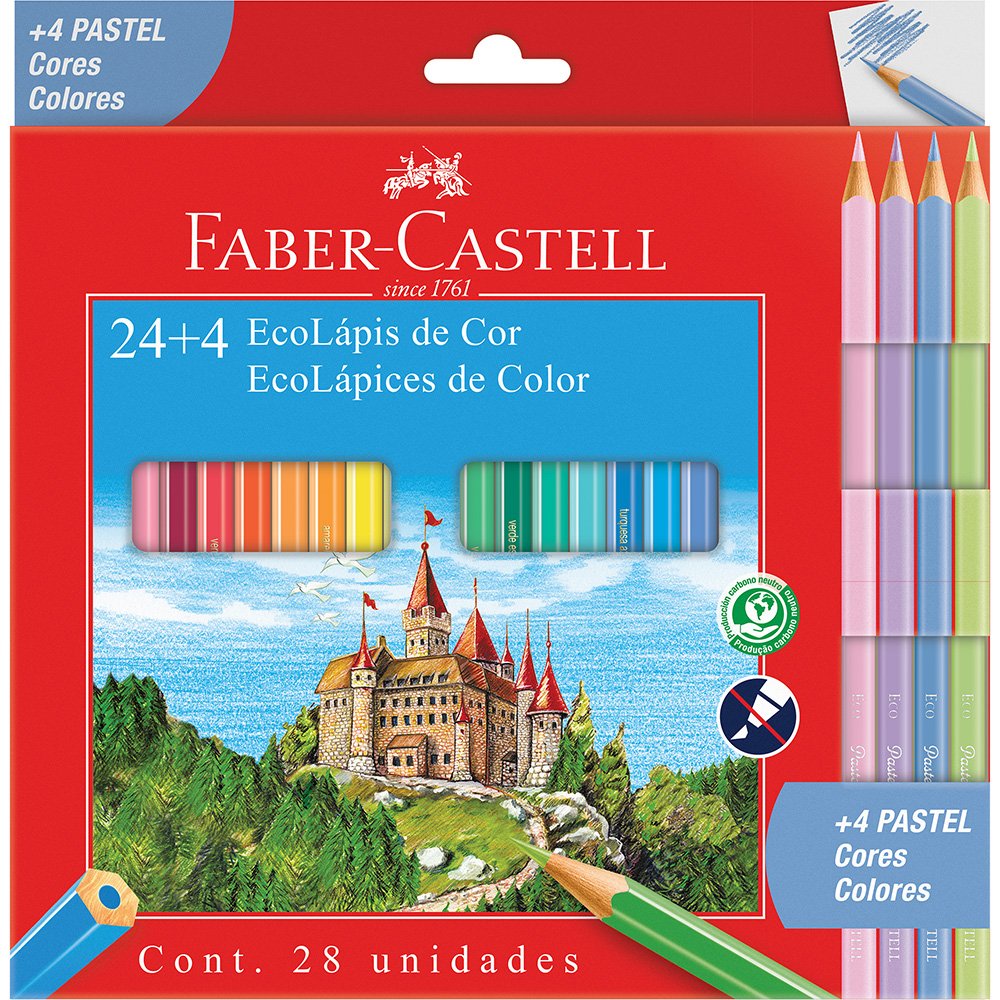 Lápis de Cor - Faber-Castell - 24 Cores + 4 Pastel