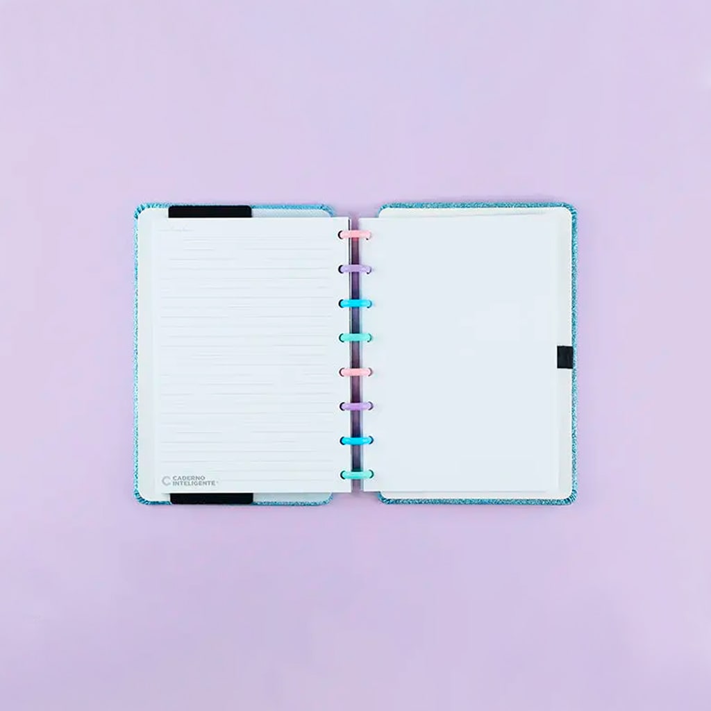 Caderno A5 - Caderno Inteligente - Let's Glitter Ocean Blue 80 Folhas 90g/m²