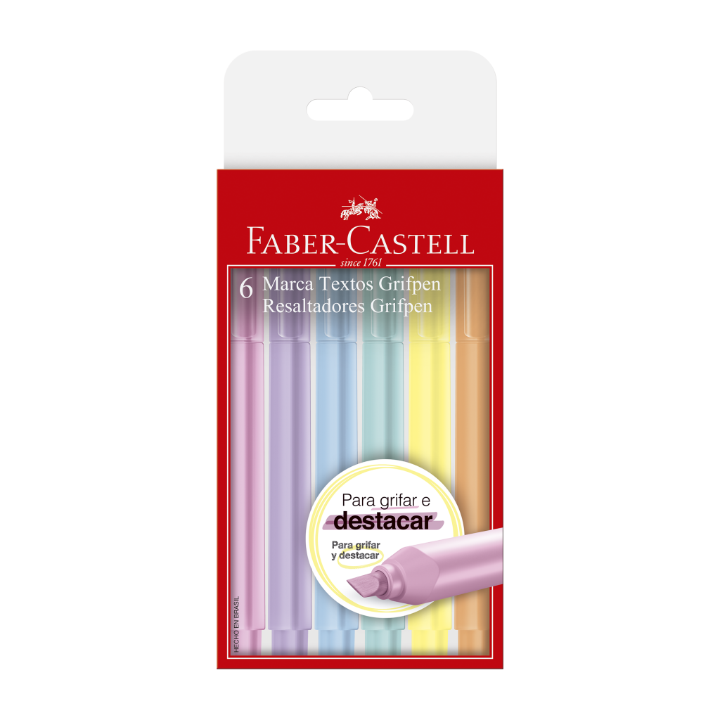 Marca Texto - Faber-Castell - Grifpen Estojo com 6 unidades Tons Pastel