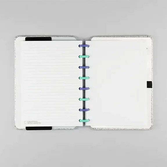 Caderno A5 - Caderno Inteligente - Let's Glitter Silver 2.0 80 Folhas 90g/m²