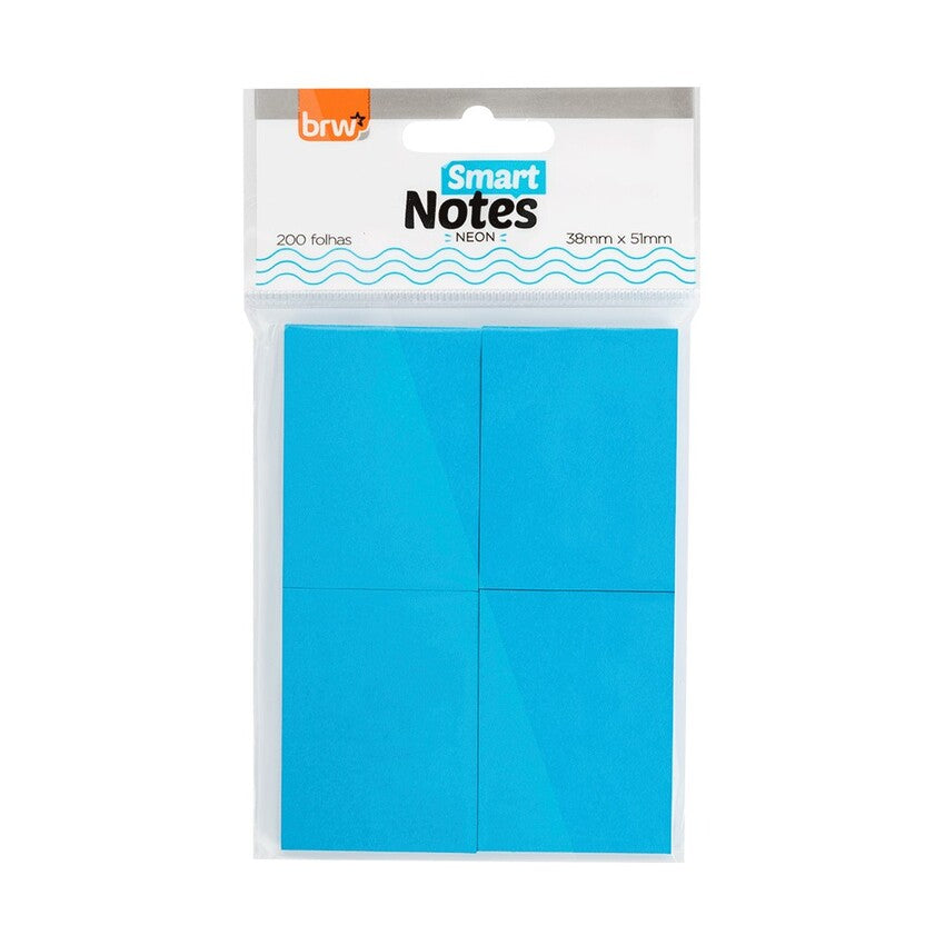 Bloco Adesivo - BRW - Smart Notes Neon Blister c/ 4 Blocos de 50 Folhas 38x51mm