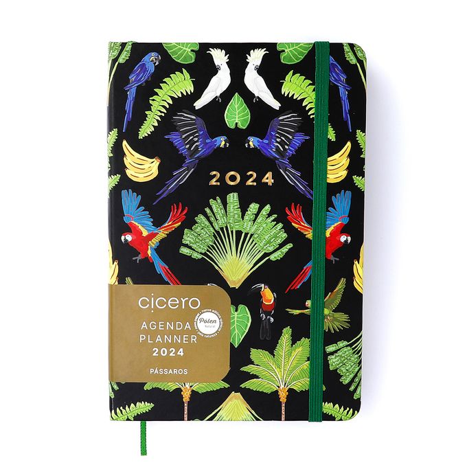 Agenda 2024 - Cícero - Pássaros Diária 14x21 Floresta Tropical Preto
