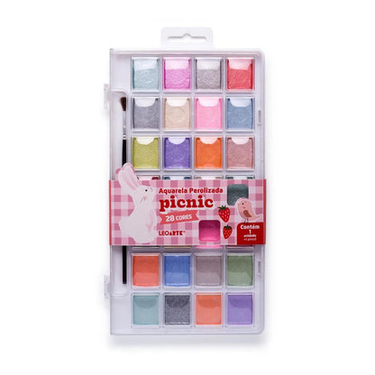 Aquarela Perolizada- Leo Arte- Picnic c/ 28 Cores