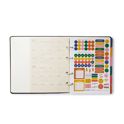 Caderno Criativo Argolado Pássaros Pautado 17x24 Floresta Tropical Branco