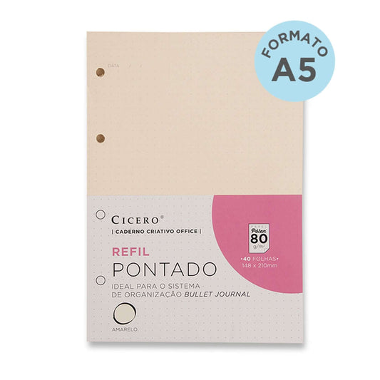 Refil Caderno Argolado - Cícero - Office Pontado 40 folhas Pólen 80g A5