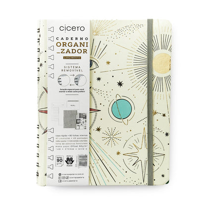 Caderno Organizador - Cícero - Duo Astral Pautado & Pontado A5 Espaço Tempo Branco