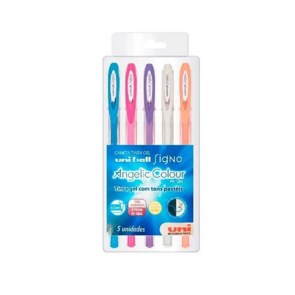 Caneta Gel - Uni-ball - Signo Angelic Colour Estojo c/ 5 Cores