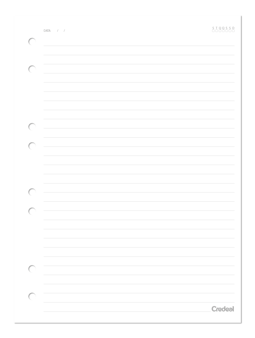 Refil Caderno Argolado - Credeal - Branco Pautado Colegial 40 Fl