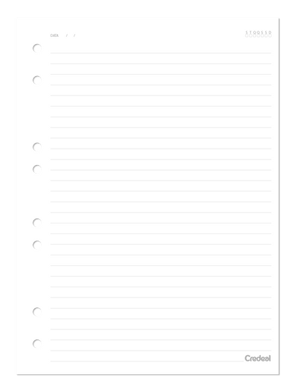 Refil Caderno Argolado - Credeal - Branco Pautado Colegial 40 Fl