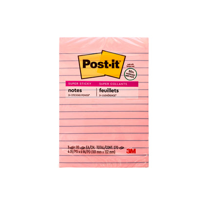 Bloco Adesivo - Post-It 3M - Pautado 101x152mm 3 Bl c/ 90 Folhas Coleção Viajar