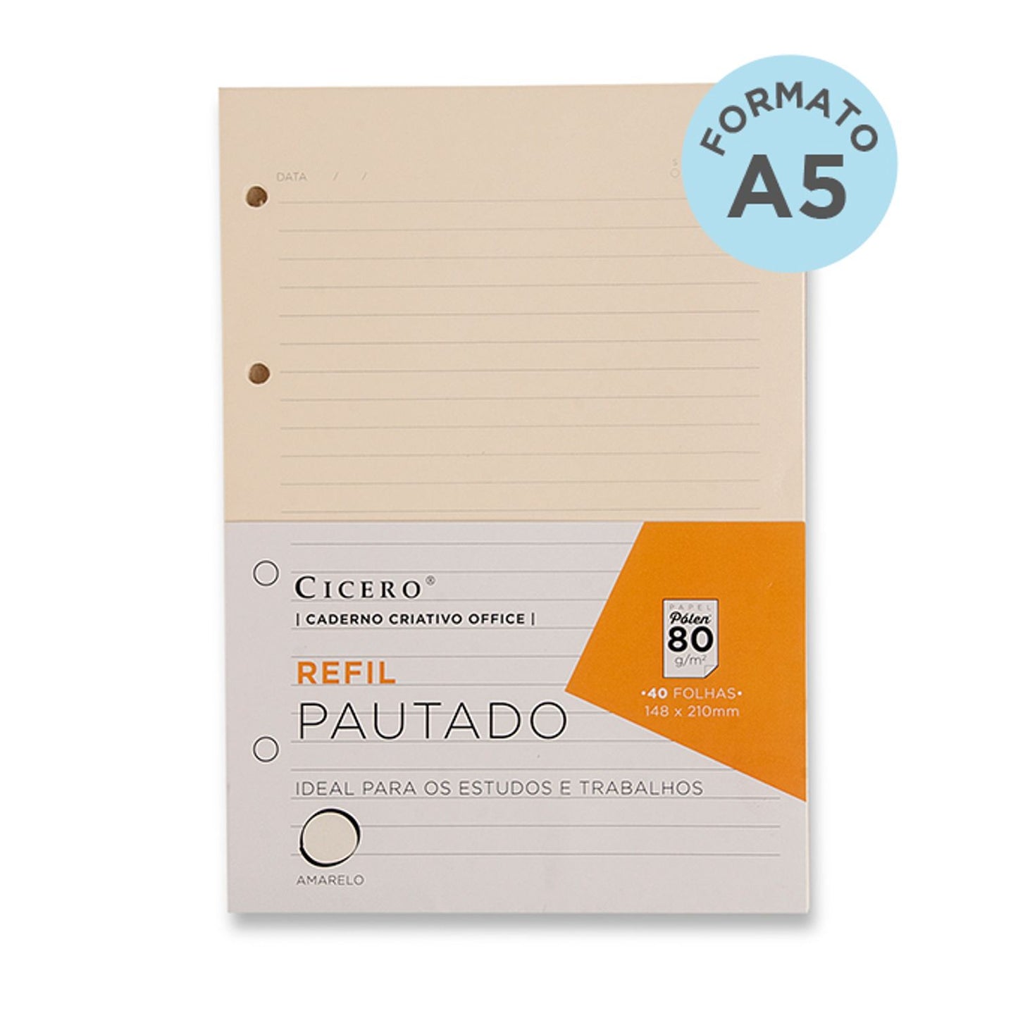 Kit Refil Caderno Criativo A5 Cícero - Pautado, Pontado, Quadriculado e Sem Pauta