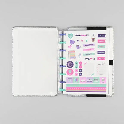 Caderno A5 - Caderno Inteligente - Let's Glitter Silver 2.0 80 Folhas 90g/m²