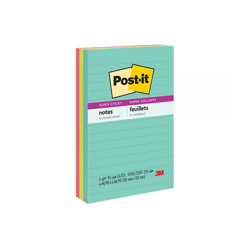 Bloco Adesivo - Post-It 3M - Pautado 101x152mm 3 Bl c/ 90 Folhas Coleção Supernova