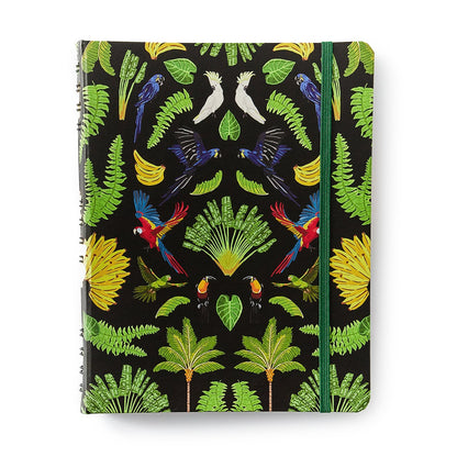 Caderno Organizador - Cícero - Duo Pássaros Pautado & Pontado 17x24 Floresta Tropical Preto