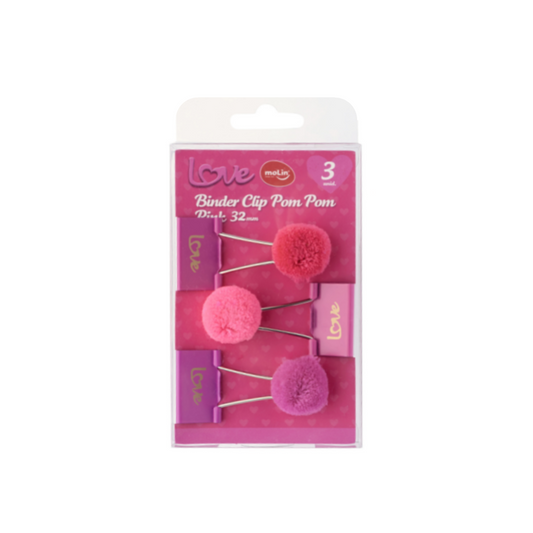 Binder Clip Pom Pom - Molin - Love Pink 32mm