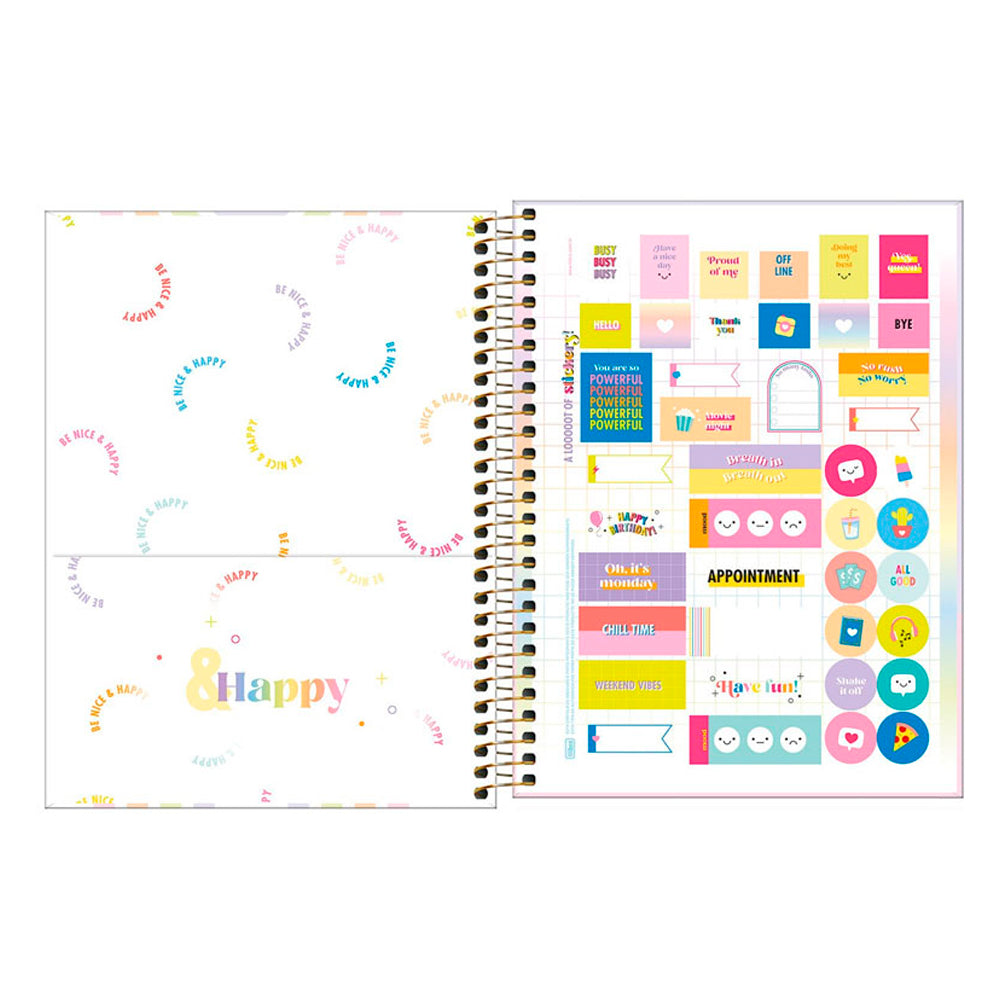 Caderno Colegial - Tilibra - Happy Color 1 Matérias 80 Folhas