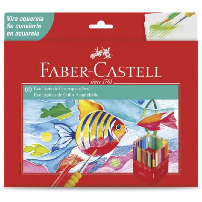 Lápis de Cor Eco - Faber-Castell - 60 Cores Aquarelável