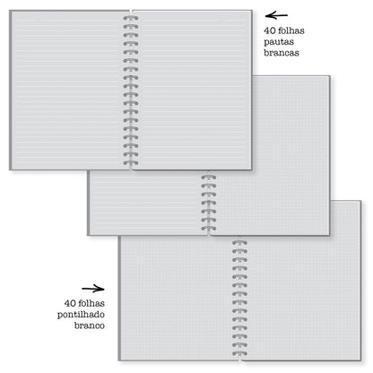 Caderno Colegial - Fina Ideia - Pautado e Pontado Reciclar 80 folhas