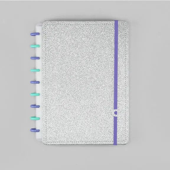 Caderno Médio- Caderno Inteligente - Let's Glitter Silver 2.0 80 Folhas 90g/m²