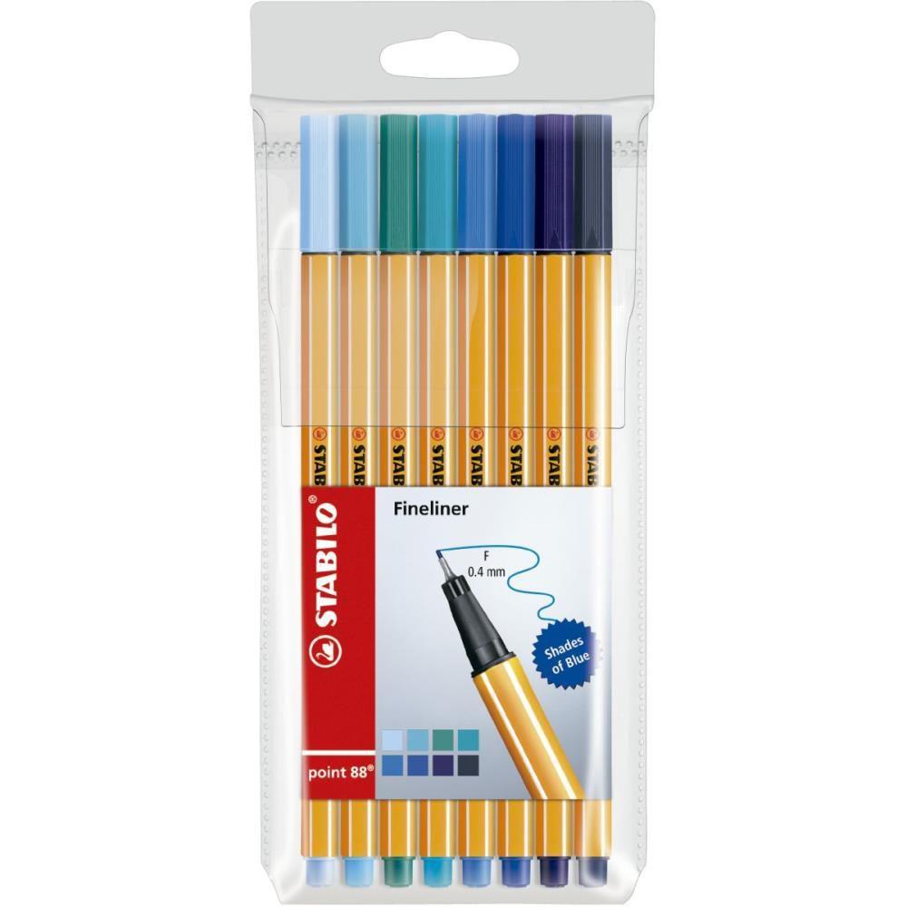 Caneta Fineliner - Stabilo - Point88 Estojo c/ 8 Cores Tons de Azul