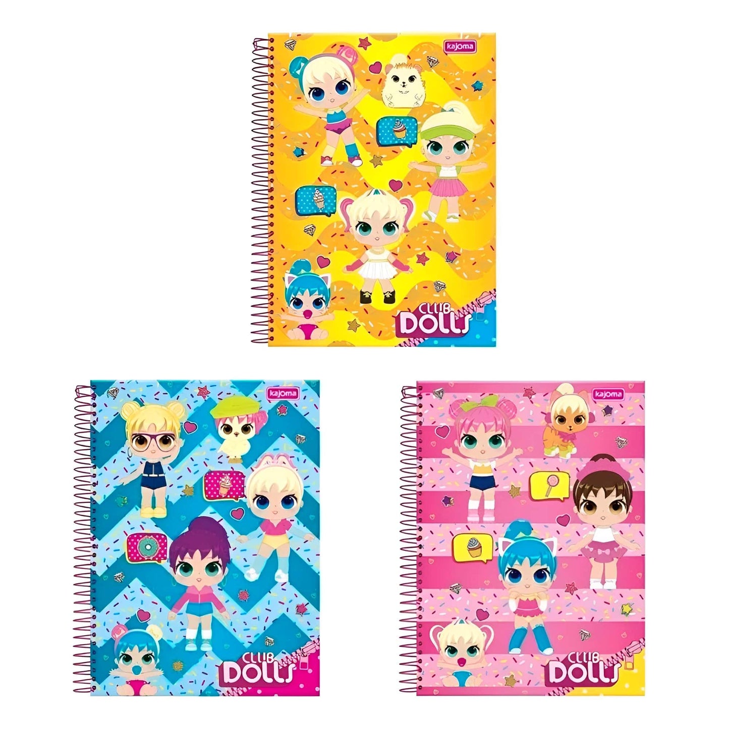 Caderno Universitário -Kajoma - Clube Dolls Pautado 20,0x27,5cm 96 Folhas