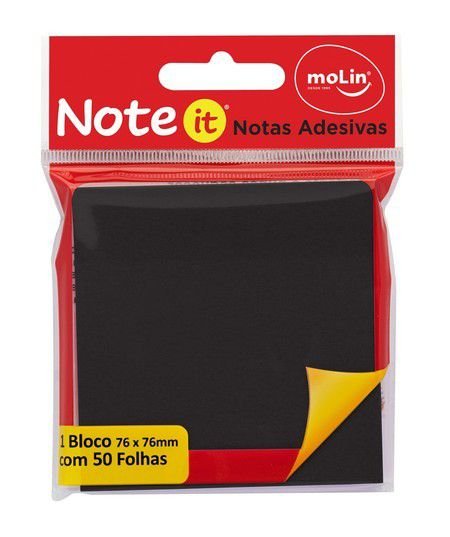 Bloco de Notas Adesivas Note It Preto 76x76mm - 50 folhas - Molin