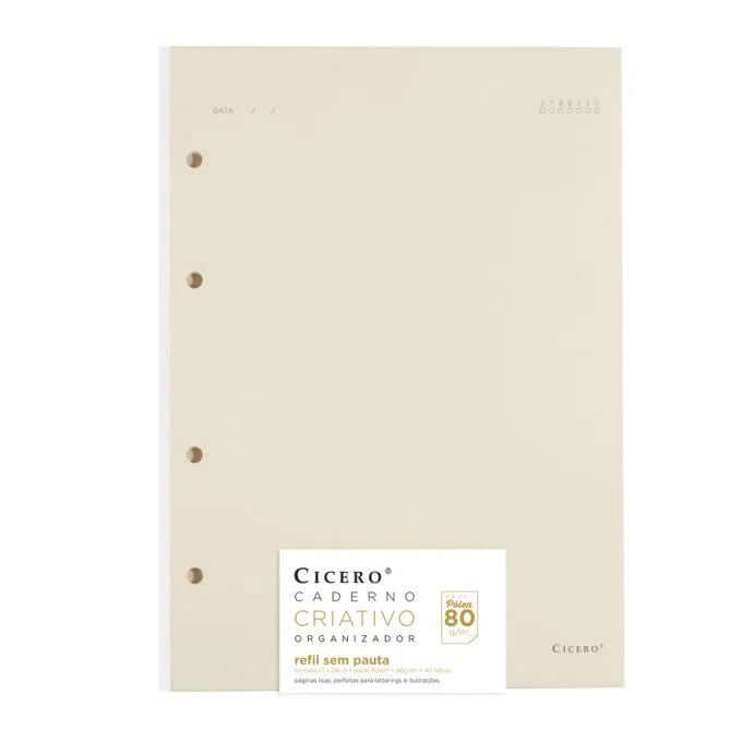 Refil Caderno Criativo Argolado 40FLS Polen 80g Sem Pauta 17x24 - Cícero