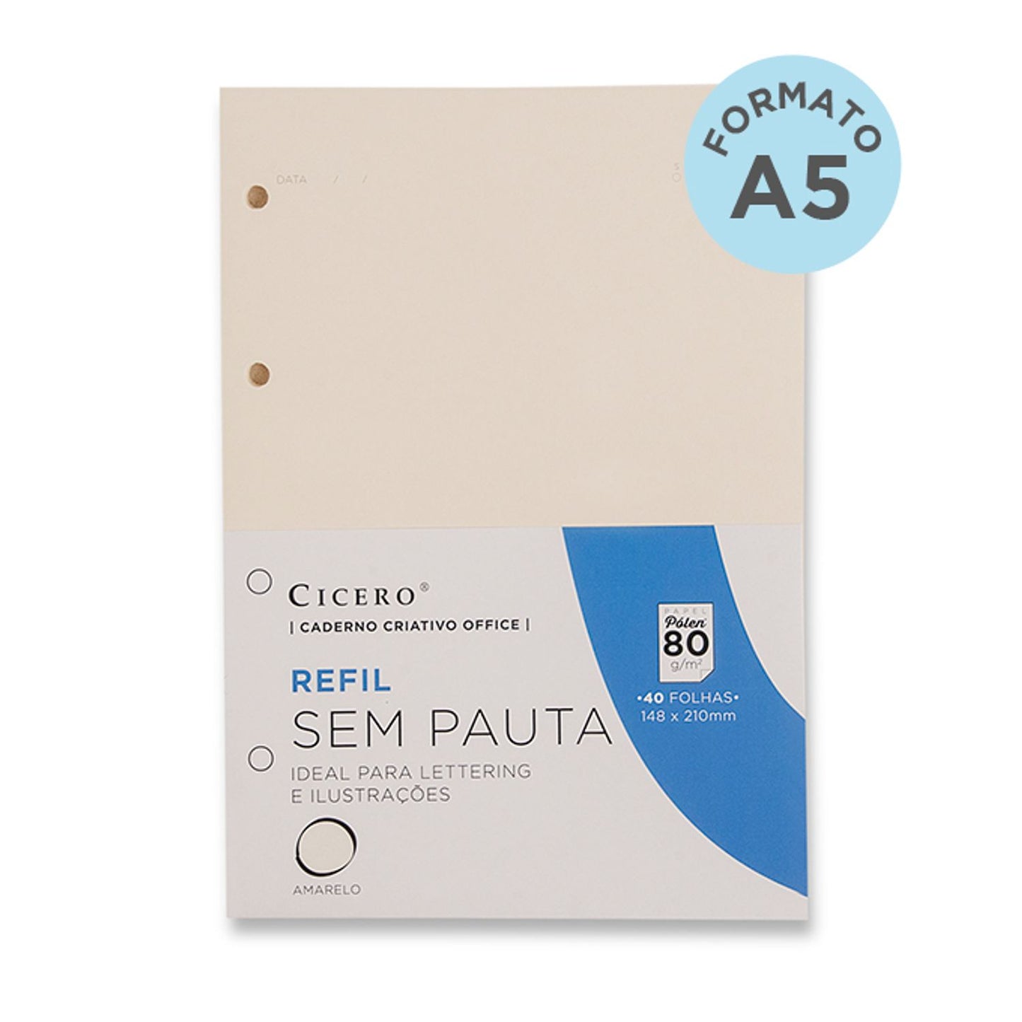 Kit Refil Caderno Criativo A5 Cícero - Pautado, Pontado, Quadriculado e Sem Pauta