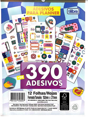 Bloco de Adesivos - Tilibra - 390+ Adesivos Planner Grafon