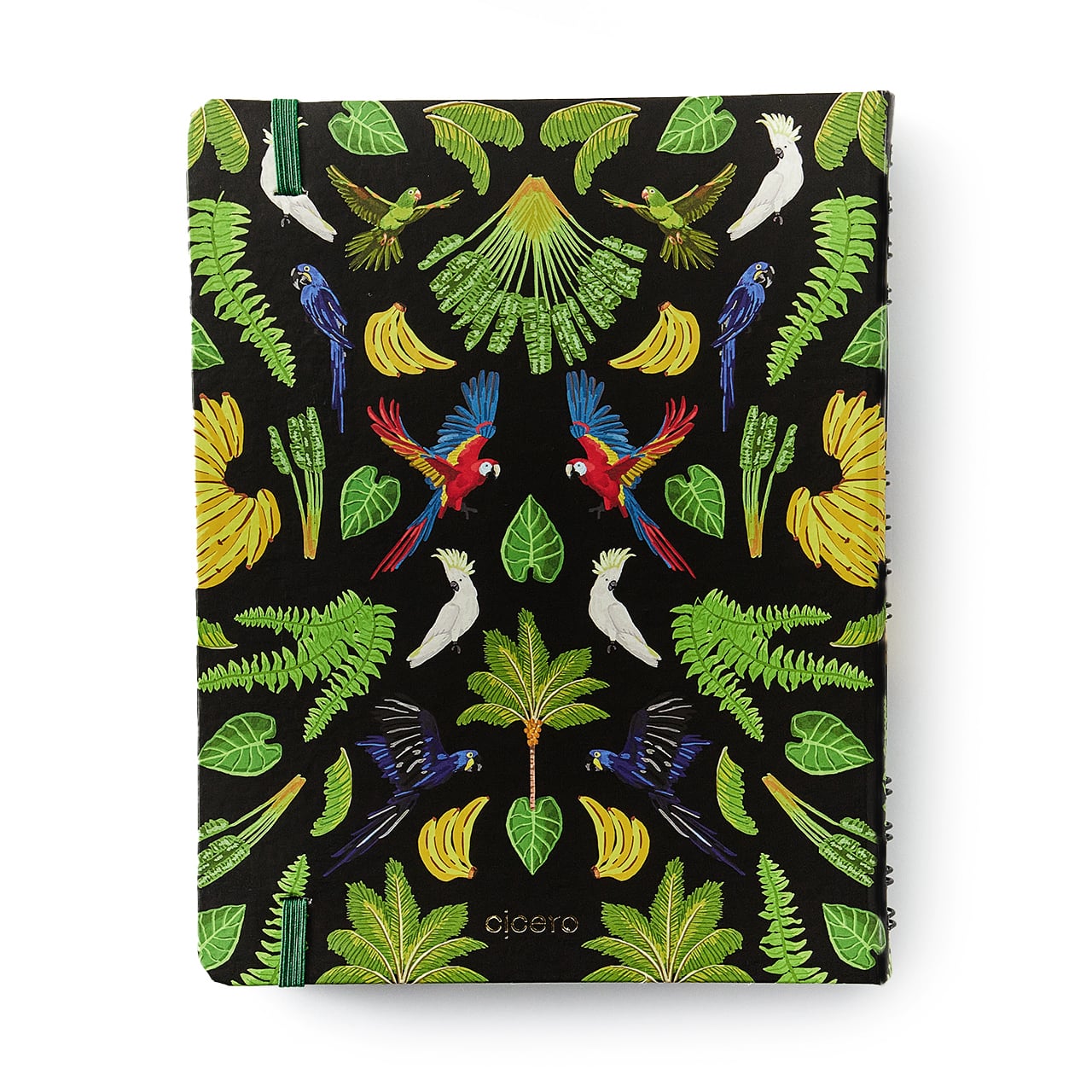 Caderno Organizador - Cícero - Duo Pássaros Pautado & Pontado 17x24 Floresta Tropical Preto