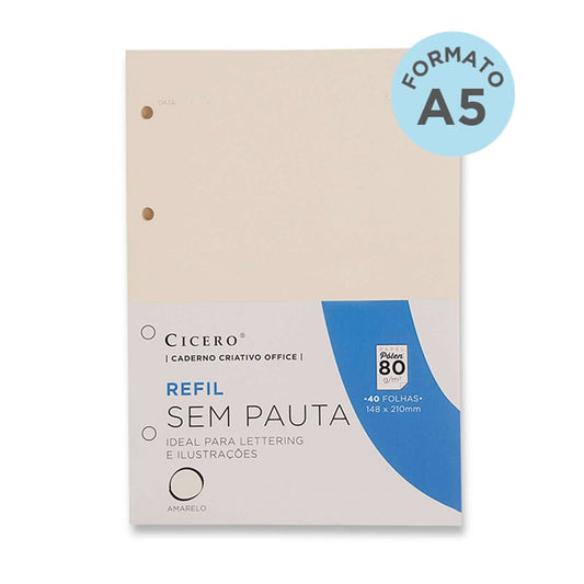 Refil Caderno Argolado - Cícero - Office Sem Pauta 40 folhas Pólen 80g A5,