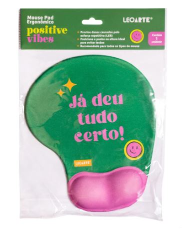 Mouse Pad Ergonômico - Leo & Leo - Positive Vibes Feliz