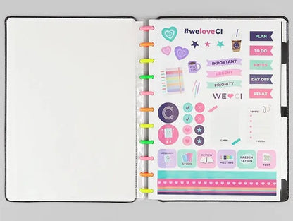 Caderno Grande- Caderno Inteligente - Let's Glitter Neon Black 80 Folhas 90g/m²