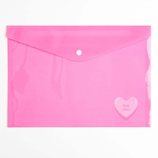 Pasta Plástica Envelope - LeoArte - Pink Vibes Coração