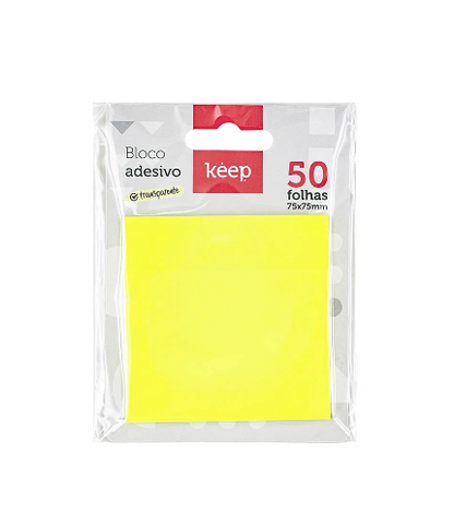 Bloco Adesivo - Keep - Amarelo Transparente 75x75mm 50FL