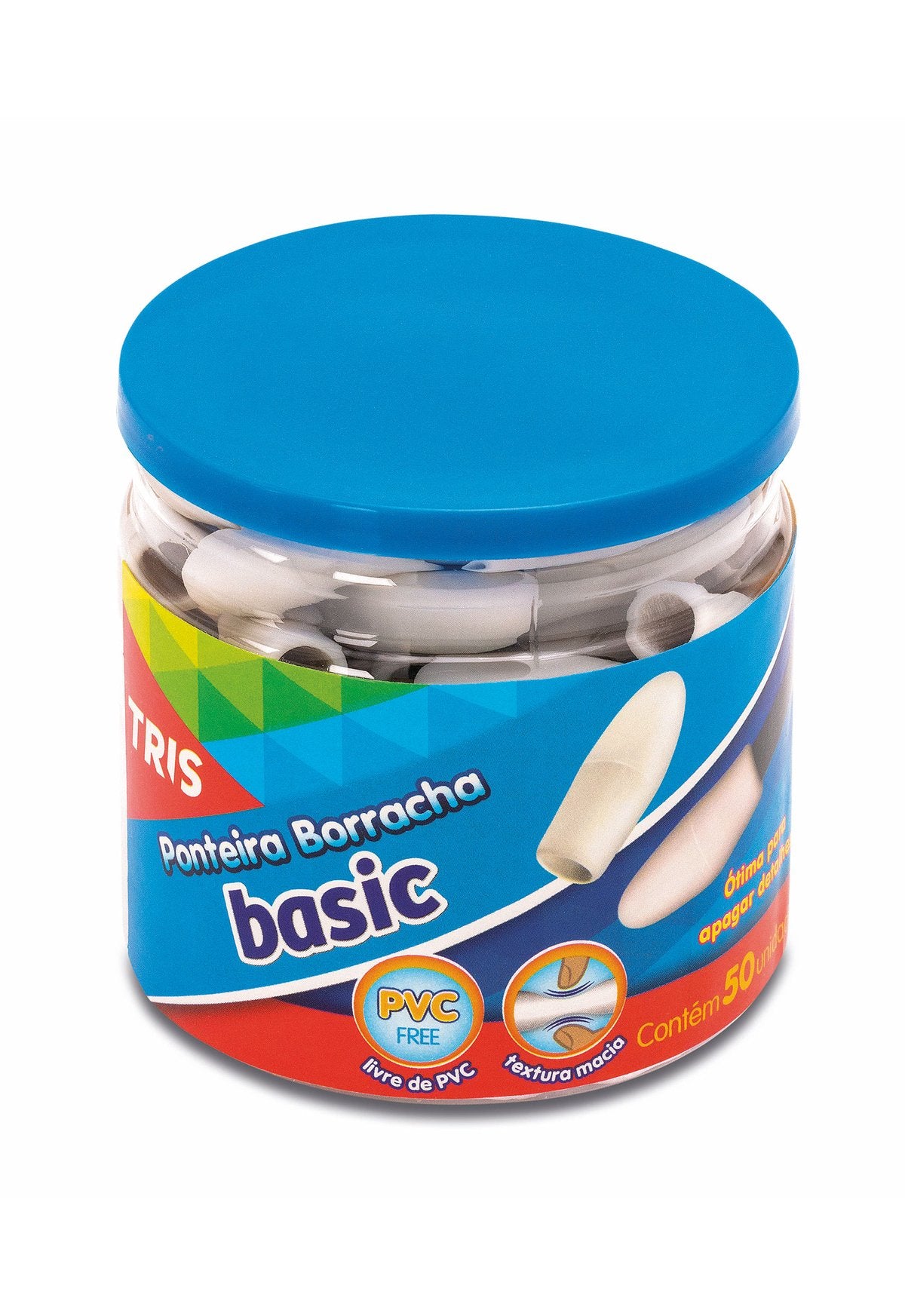 Borracha Ponteira - Tris - Basic Branco 50 unidades – Papelaria Unicórnio