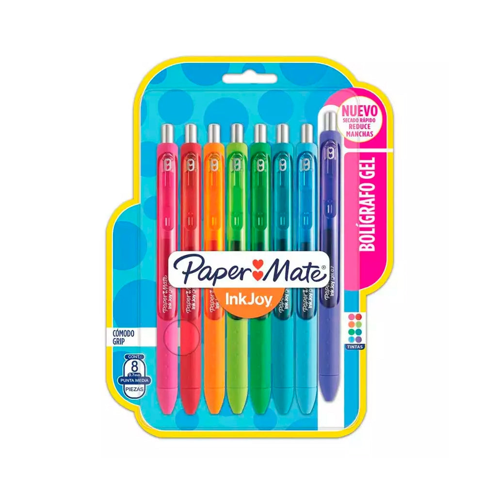 Caneta Gel - Paper Mate - InkJoy Retrátil 0.7mm 8 Cores