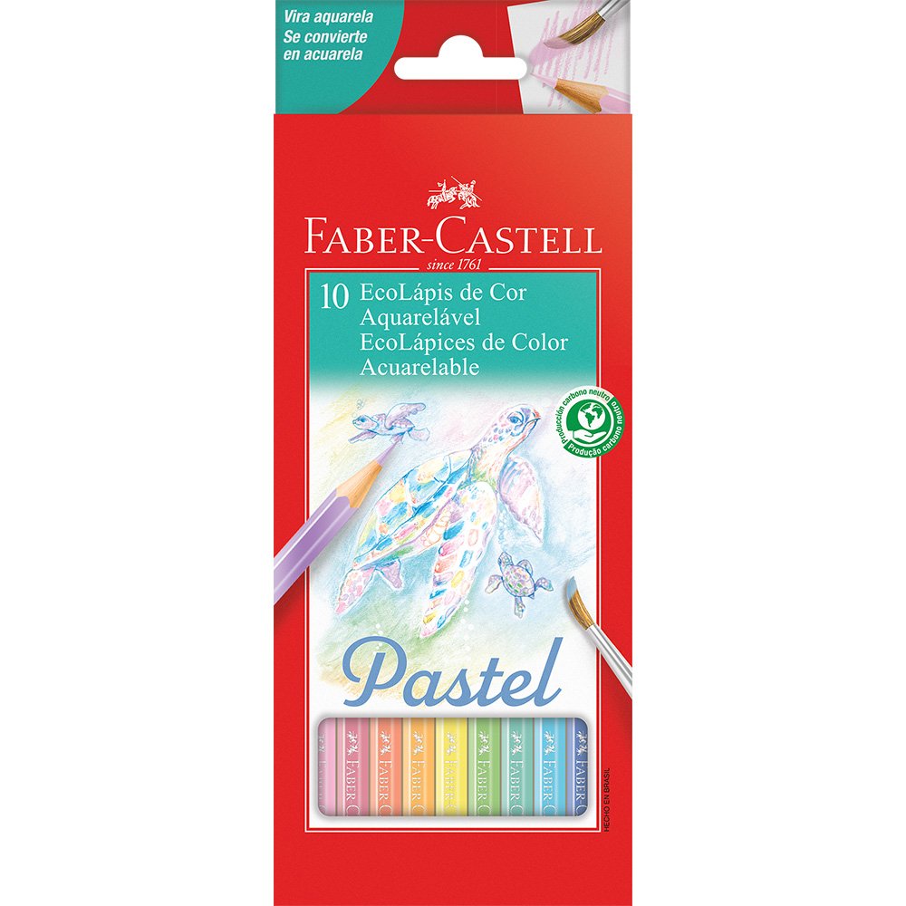 Lápis de Cor - Faber-Castell - 10 Cores Pastel Aquarelável