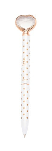 Caneta Esferográfica - Molin - Coração de Diamante Poá Branca