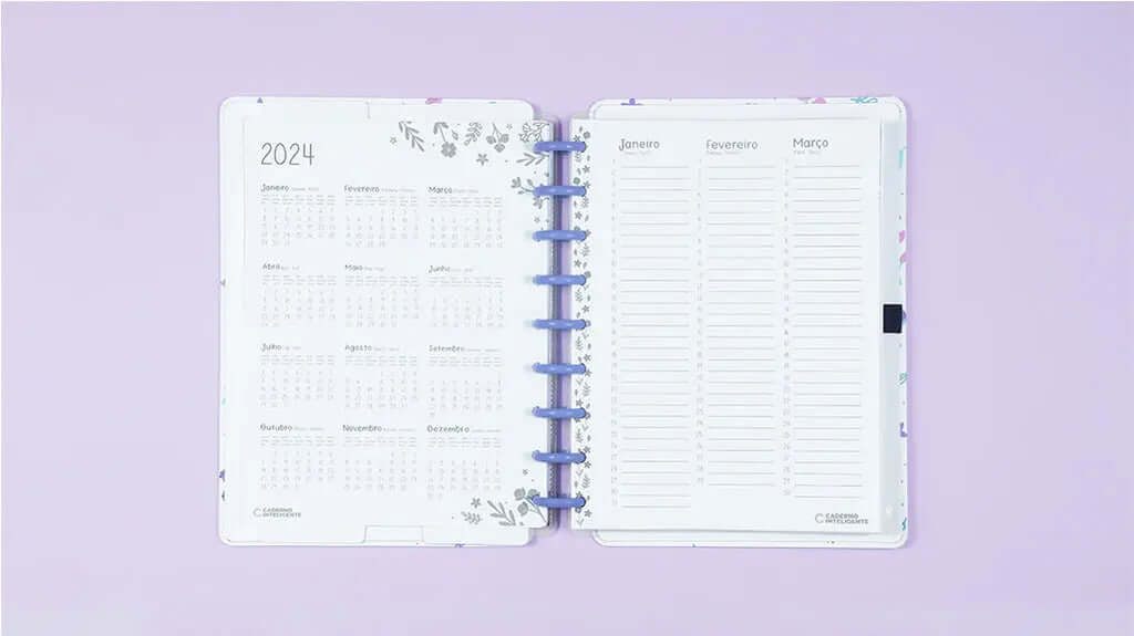 Planner Permanente - Caderno Inteligente - Lilac Fields By Sof 104 Folhas 120g/m²